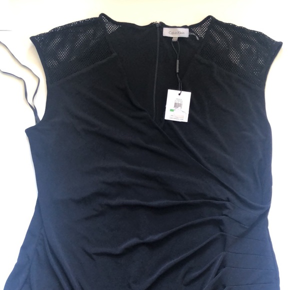 Calvin Klein Mesh Cap-Sleeve Cross-Front Dress - Picture 4 of 5